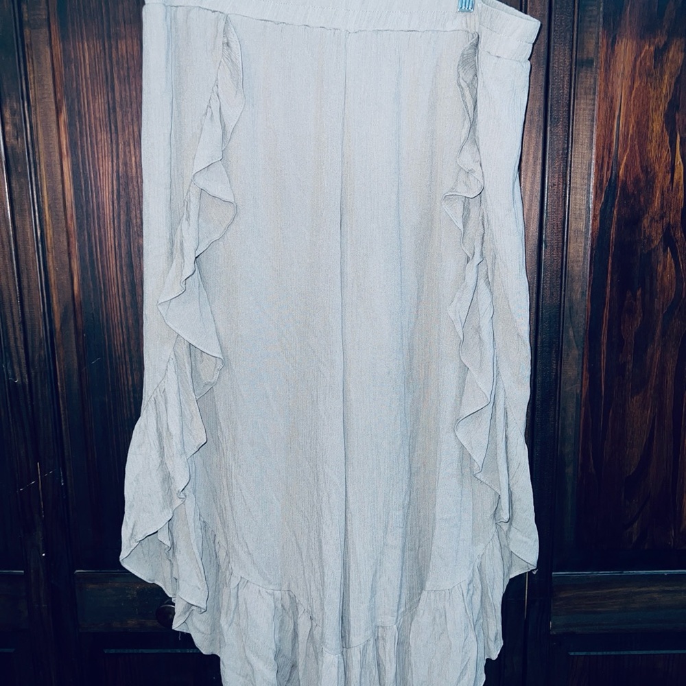 I.N. Studio Tan Maxi Ruffled High-Low‎ Jumpsuit